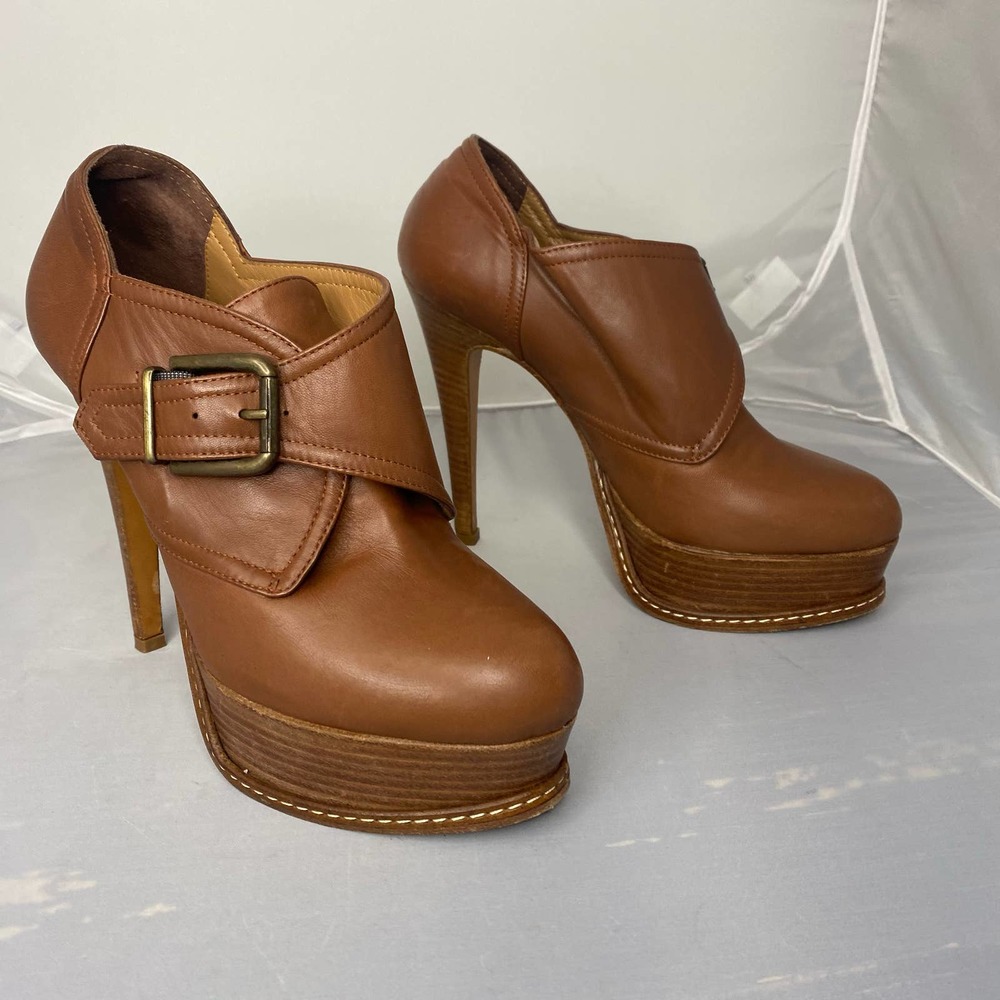 Giampaolo Viozzi Brown Leather Platform Bootie 38